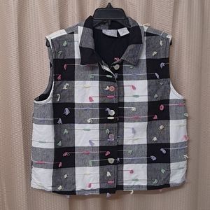 ♠️ Funky Buffalo Plaid Checkered Artsy Teacher Easter Vest With Tassels